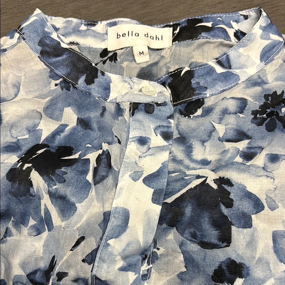 Bella Dahl Blue Watercolor Floral Midi Dress | Flowy Romantic | Size M - Picture 3 of 12
